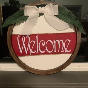 Welcome round sign - handmade